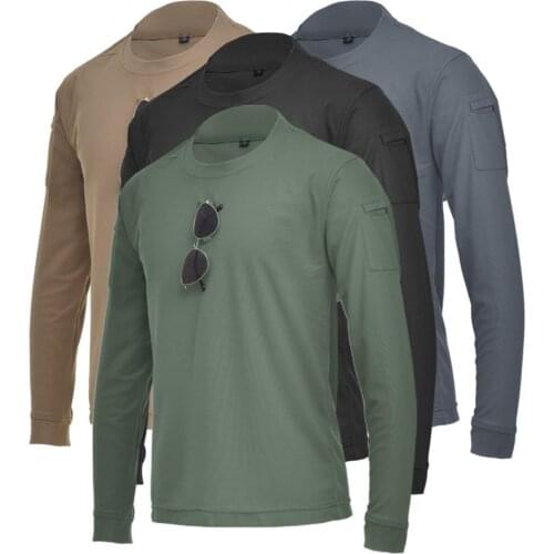 Men Tactical Breathable Tshirt Military Polyester Quick Drying T-Shirts Army Long Sleeve Wear Resistant Tee Soldier Breathable
