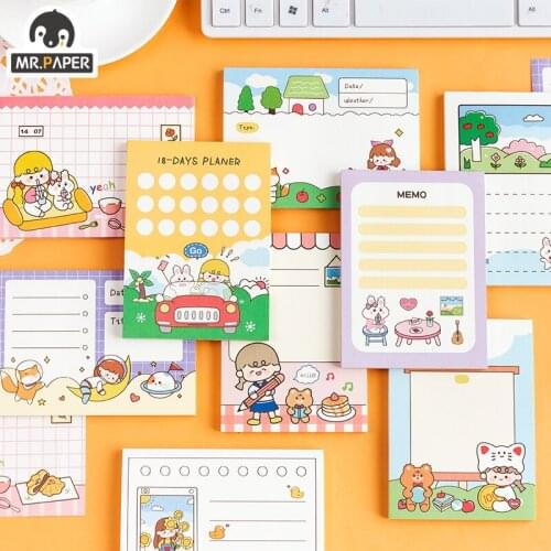 JIUMO 10 Designs 50 Pcs/book Mai Mai Oxygen Chamber Series Cartoon Style Memo Pads Hand Account DIY Decor Material Loose Leaf