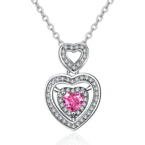 Korean Fashion Simple Heart-shaped Pendant Necklace Clavicle Chain Exquisite Zircon Pendant Sweet Romantic Girl Jewelry