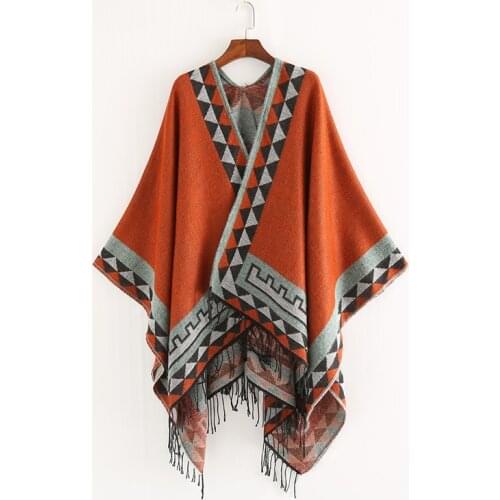 Indian Style Fashion Geometric Tassel Pashmina Poncho And Capes Coat Women Scarfs Autumn Winter Warm Shawl Cachemire Scarves