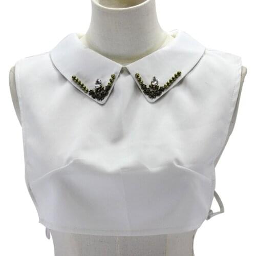 Fashion White & Black Women Pure Collar New winter denim shirt fake collar Retro wild doll decoration bronze Peter Pan collar