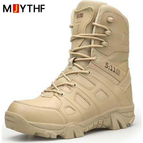 Mens Desert Boots Outdoor Military Boots High Top Tactical Boots Non-slip Hiking Boots Autumn Winter Shoes Male Leather Shoes