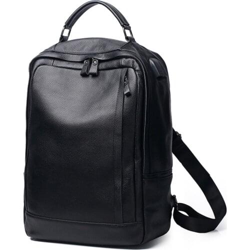 100% Cow Genuine Leather Men Backpacks Fashion Real Natural Leather Student Backpack Boy Luxury Brand large Computer Laptop Bag