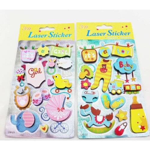 Kawaii scrapbooking laser paper sticker set 3D happy birthday cute animal DIY adhesive papercraft 4sheets/lot
