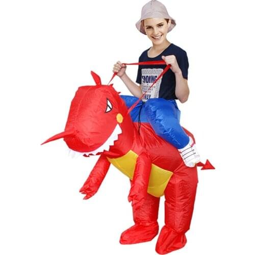 Inflatable Dinosaur Costume Cute Ride on T-Rex Inflatable Suit Animal Themed Halloweeen Cosplay Costumes for Adult Children