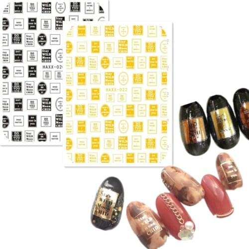 Newest HAXX-020 022 lable design 3d nail sticker back glue nail decals Japan type DIY decorations for nail accessory
