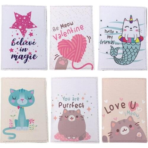 New Cute Cartoon Design Passport Cover for Women PU Leather Passport Holder Travel Ticket Folder ID Card Credit Card Holder Bag