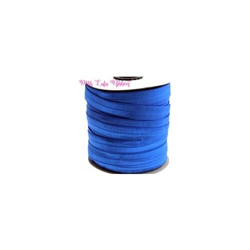 5/8"16mm solid matt fold over elastic ribbon batik blue color foe ties handmade headband gift wrap wedding decoration 50 yards