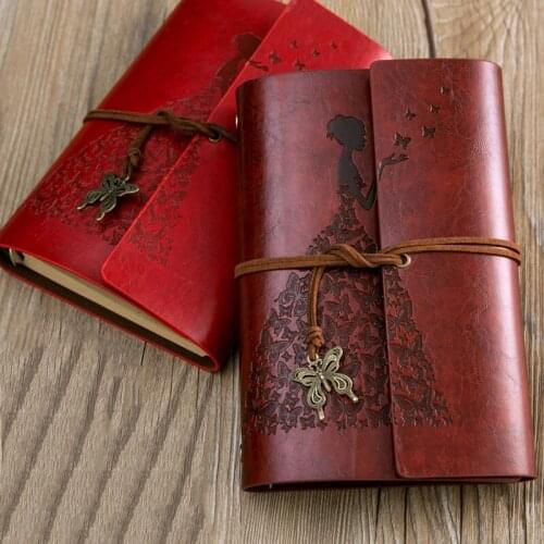 RuiZe creative travel journal book A6 leather notebook diary blank pages school notebook stationery 6 ring binder spiral note
