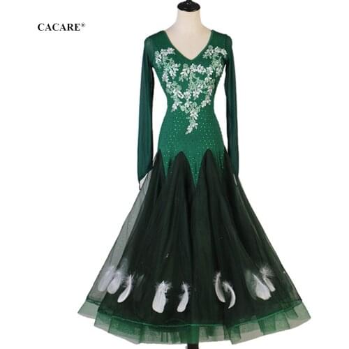 Ballroom Dress Dance Competition Dresses Standard Tango Waltz Modern Costume Women Customize D1017 Mesh Sleeve Big Sheer Hem