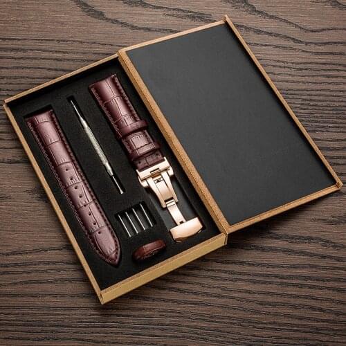 Genuine Leather Watches band 12 13 14 15 16 17 18 19 20 21 22 23 24 Universal Watch Band Steel Buckle Strap Wrist Belt Bracelet