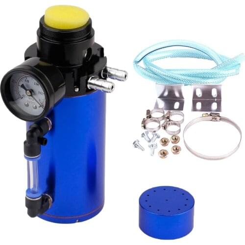 Anodized Aluminum Engine Reservoir Breather Vacuum Pressure Gauge Tank Oil Catch Can