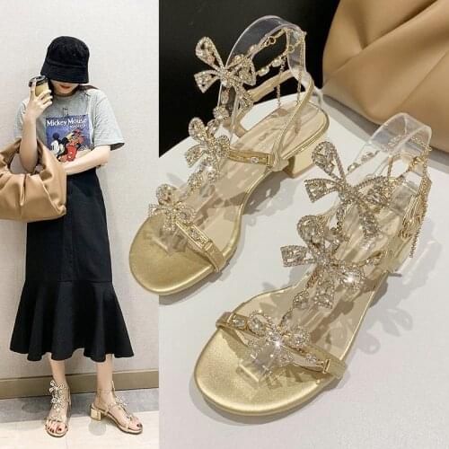 Summer Fashion Women Sandals Rhinestone Decoration Simple and Comfortable Casual Buckle Woman Shoes Sandalias De Mujer