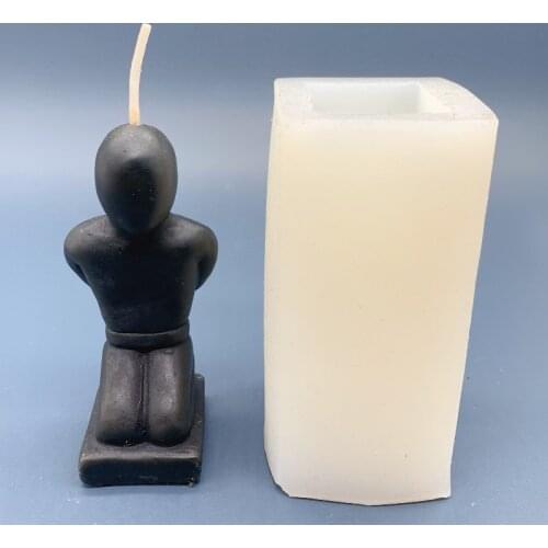 Kneeling Man Silicone Candle Mold for DIY Aromatherapy Candle Plaster Ornaments Handicrafts Ceremony Mould Hand Gift Making