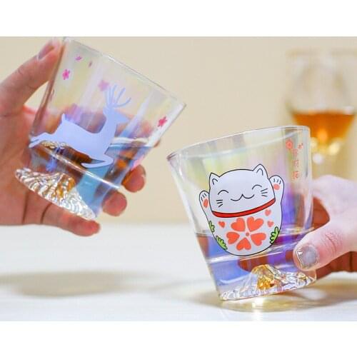 Japanese Style Whisky Cup Same Fuji Mountain Glass Cup Heat-resistant Glass Water Cup Ice Coffee Cup Glass Drinkware Shot Glass