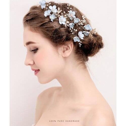 Rhinestone Pearl Hair Comb U Shape Hair Accessories for Women Flower Bridal Head Jewelry