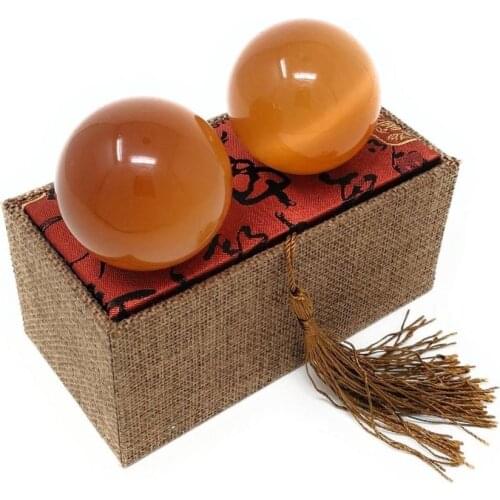 Tiger Eye Baoding Gemstone Quartz Chinese Health Stress Exercise Balls (Orange) size 35~38mm have no box