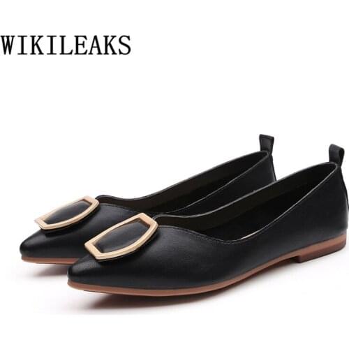 Pointed Toe Flats Creepers Harajuku Shoes Woman Brand Luxury Ladies Loafers Comfortable Shoes Leather Shoes Women Buty Damskie