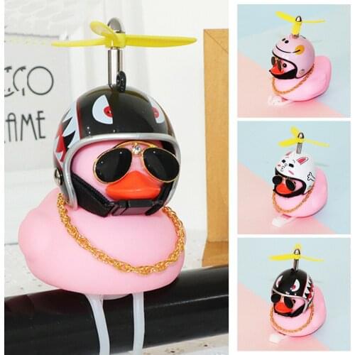 Bike Horn Bell Airscrew Helmet Standing Duck Broken Wind Small Yellow Duck Bike Motor Riding Cycling Lights Bicycle Accessories