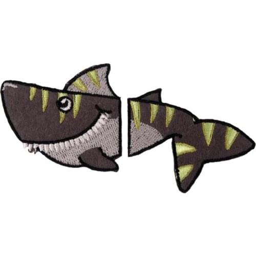 Clothing Diy Embroidery biker Patch 110mm Cartoon shark deal with it Iron on Patches for Clothes Animal Stickers Free Shipping