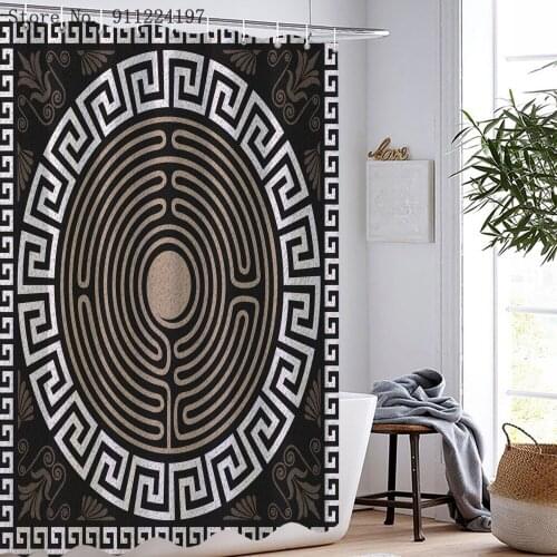 Black And White Geometric Shower Curtains Waterproof Polyester Shower Curtain Washable Bathroom Decor Curtain Screen With Hooks