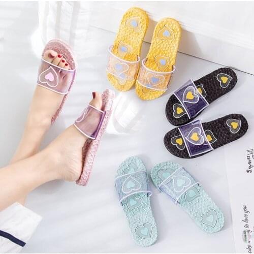 Love Heart Women Shoes Slippers Flower Massage Shoe Sole Summer Flip Flops Beach Slides Femme Flat Shoes Woman босоножки женские