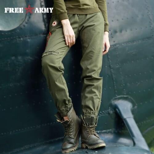 Brand New Autumn Black Trousers Women 4 colors Hip Hop Pants Camo Elastic Waist Trousers For Woman Black Pants Plus Size