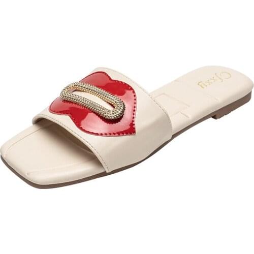 Womens shoes 2021 new fashion lip women slippers soft soles comfortable non-slip flat shoes large shoes