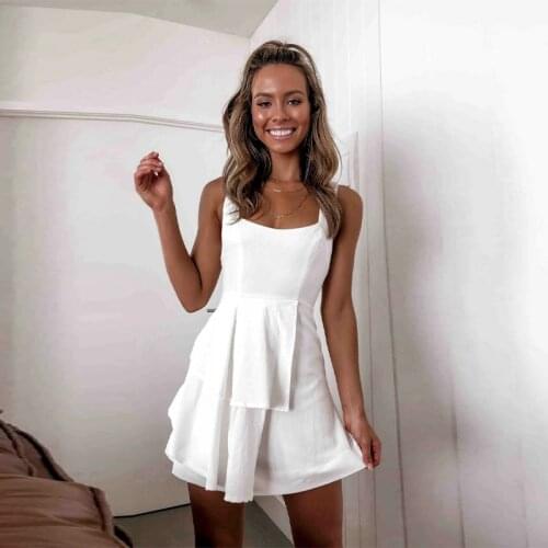 Women Vintage Back Bandage Ruffled A-line Dress Sleeveless Sexy V neck Solid Elegant Casual Party Dress 2021 Summer New Dress