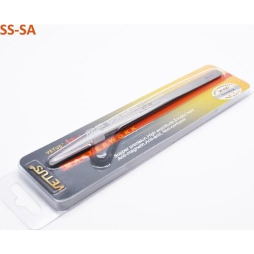 1Pc Genuine Super Vetus Tweezers SS-SA Non-magnetic Stainless Steel Precision for Eyelash Extensions