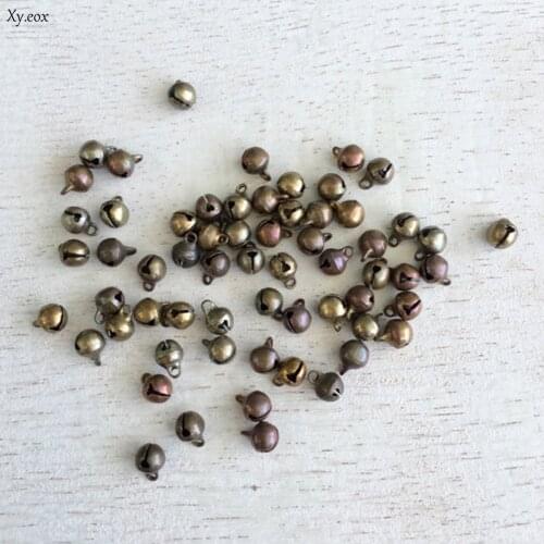 100pcs 6mm Vintage Brass Jingle Bells Christmas Holiday Craft Jewelry