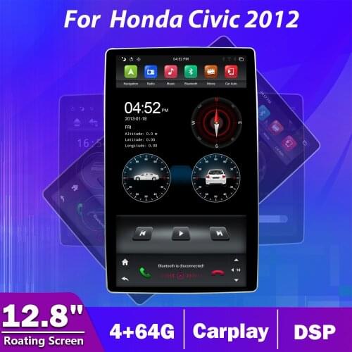 12.8" Tesla Style Android 9.0 Car DVD GPS Radio Navigation Stereo Receiver Player for Honda Civic 2012 Headunit Carplay DSP