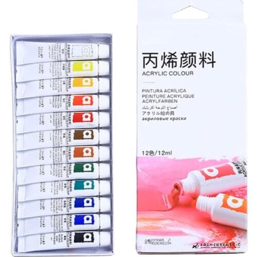 12/24 Colors Professional Acrylic Paints Brush Set 12ml Tubes Artist Drawing Painting Pigment Hand Painted Wall Paint