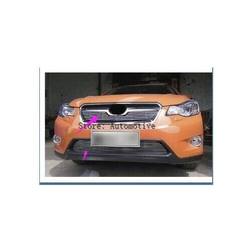 For Subaru XV Hatchback 2015 2014 2013 2012 upper+lower Bottom Front Grille Grille Stainless steel 2pcvs