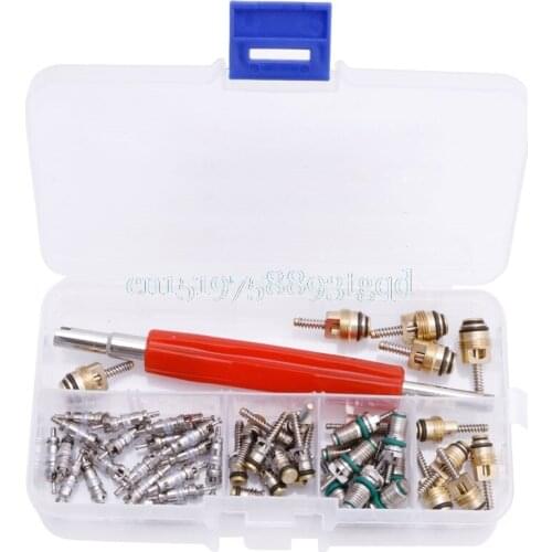 50Pcs A/C Core Valve R12/ R134A Auto Car Air Conditioning Assortment Remover Kit