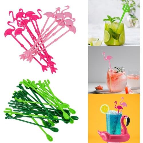 6Pcs Flamingo Cactus Stir Sticks Plastic Churn For Wedding Birthday Summer Beach Party Supplies Bar Accessories Drink Stirrers