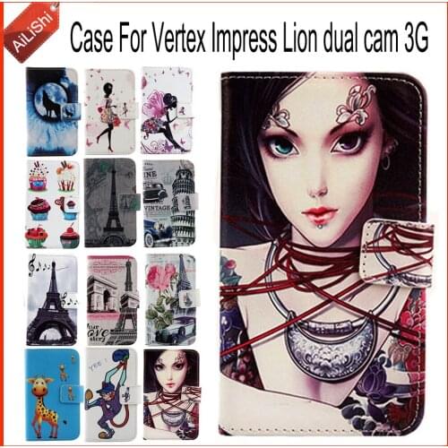 AiLiShi Case For Vertex Impress Lion dual cam 3G Luxury Flip PU Leather Case Exclusive 100% Special Phone Cover Skin+Tracking