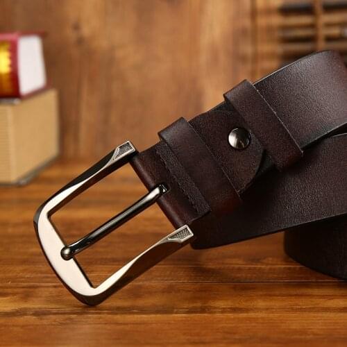 Aoluolan Designe Pin Belt Men Male Genuine Leather Strap Belt for Men Luxury Brand Strap Belt