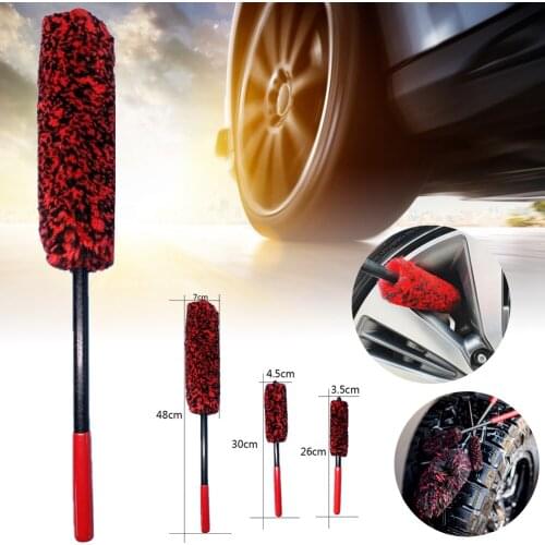 Auto Car Wheel Hub Cleaning Brush Flexible Long Handle Premium Wool Car Rim Brushes Soft Fiber Car Tire Cleaning Brush Hot Sale