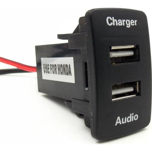 Car 5V 2.1A USB Interface Socket Charger Audio input for H/onda c/ivic c/rv f/it a/ccord h/rv