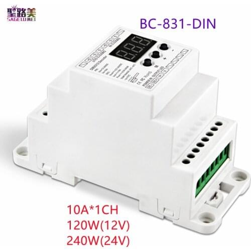 BC-831-DIN/BC-831-DIN-RJ45 DIN Rail 10A*1CH LED1990 DMX512 Decoder Constant Voltage with RJ45 connector For led light strip