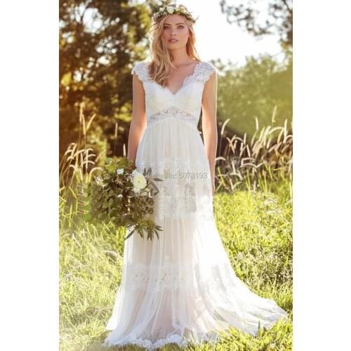 10246 white V-neck inverted Basque A-line floor-length chiffon wedding dresses/formal gowns lace&applique fashion new in