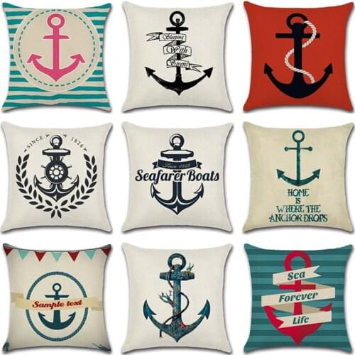 Ocean Style Nautical Anchor Cushion Cover Cushion Pillow Case Ship Pillow Case Car Back Cushion Cover