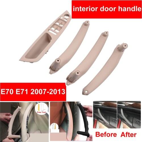Beige Black Armrest Car Left Front Drivers Seat LHD Interior Door Handle Inner Panel Pull Trim Cover For BMW E70 E71 E72 X5 X6