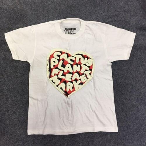 BLACK/GREY/WHITE CPFM KIDS SEE M Ghosts T-shirts 2019 New Arrival Men Cotton Loose Kanye West T-shirt heart-shaped Print Tee