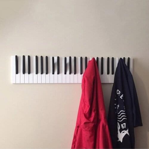 Wooden Piano shape wall hanging Coat Racks Keys holder Wall Mounted Coat Hook Hanger Wall Decoration Storage Shelf Rack hooks