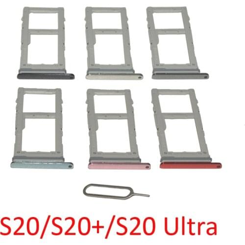 Sim Tray SD Card Holder For Samsung Galaxy S20 S20+ S20 Ultra Original Phone SIM Chip Card Slot Adapter Drawer Part Wholesale
