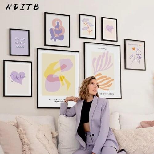 Purple Abstract Shape Art Poster Line Drawing Artwork Canvas Painting Nordic Print Minimalist Wall Picture Home Room Decoration