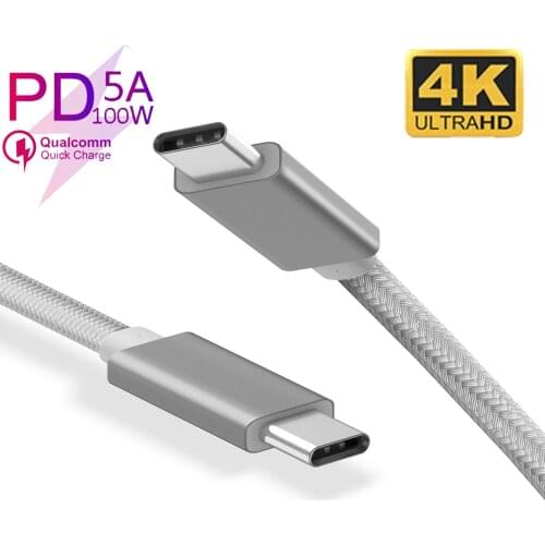 USB Type C Cable 3.1 5A 100W PD Quick Charge for Macbook Pro Samsung S9 S8 Note 9 8 Huawei Mate 20 Fast Charger Cable type c