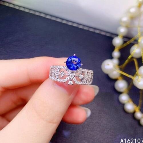 Fine Jewelry 925 Sterling Silver Inset With Natural Gem Womens Popular Tanzania color Blue Topaz Adjustable Ring Support Detect